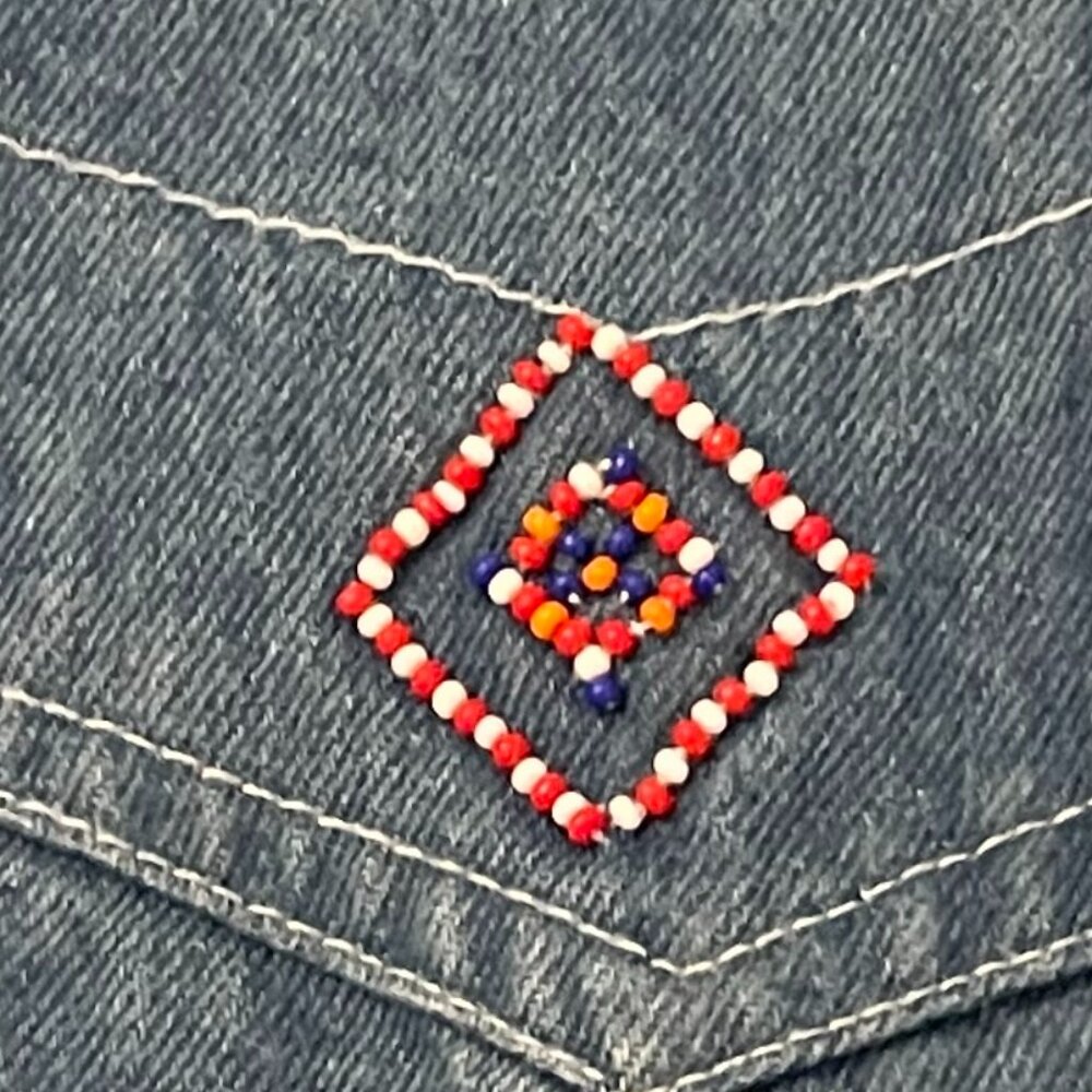 ✨ STUNNING Vintage SK Wear 1990s Southwestern Beaded Denim Jacket Ranch Size 6 ✨ - Picture 10 of 13